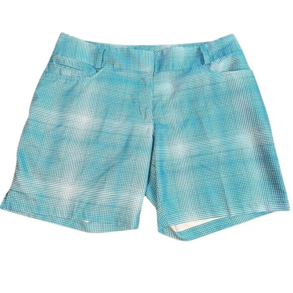 Blue/turqoise plaid squares 8 climalite women's golf shorts